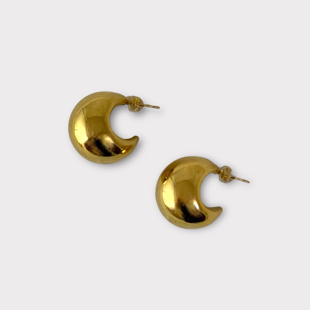 Gold Chunky Crescent Earrings